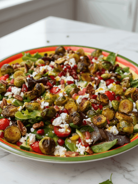 Roasted brussels sprout & pomegranate harvest salad