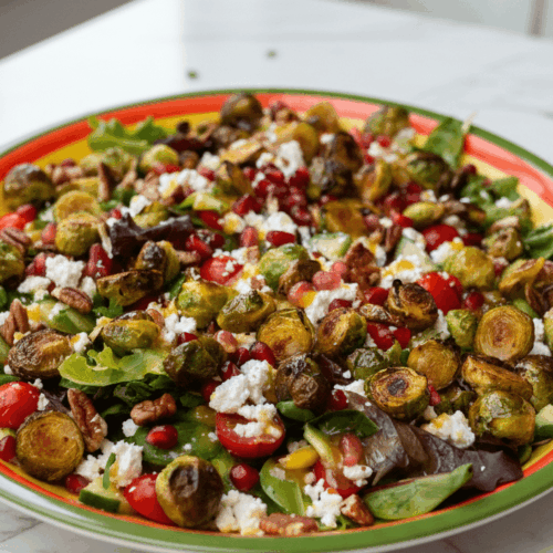 Roasted brussels sprout & pomegranate harvest salad