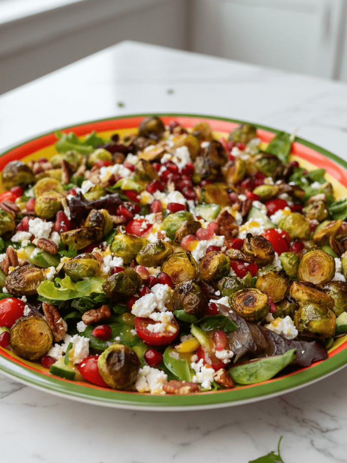 Roasted brussels sprout & pomegranate harvest salad